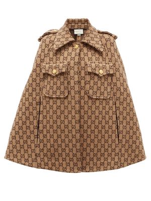 Gucci - GG-jacquard Wool Cape - Womens - Beige Multi