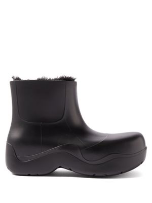 Bottega Veneta - The Puddle Shearling-lined Rubber Boots - Mens - Black