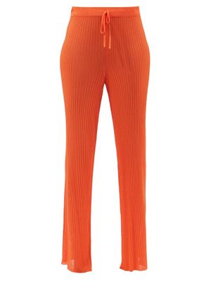 Marques'almeida - High-rise Ribbed-knit Trousers - Womens - Orange