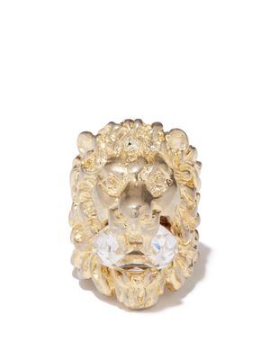 Gucci - Lion Crystal-embellished Ring - Womens - Yellow Gold