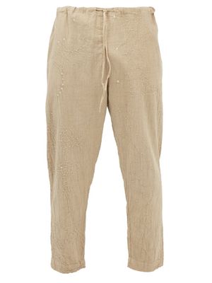 11.11 / Eleven Eleven - Bandhani Tie-dye Cotton-khadi Trousers - Mens - Tan Multi