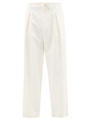 The Row - Davian Drawstring-waist Silk-blend Trousers - Mens - Cream