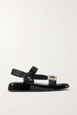 Roger Vivier - Trekky Slide Crystal-embellished Canvas Sandals - Black