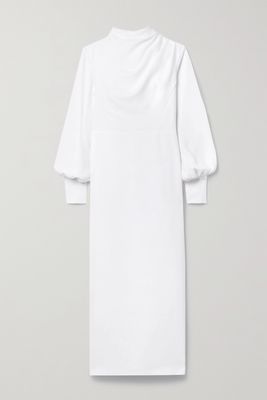 RASARIO - Gathered Stretch-crepe Midi Dress - White