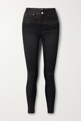 AMIRI - Leather-paneled High-rise Skinny Jeans - Black