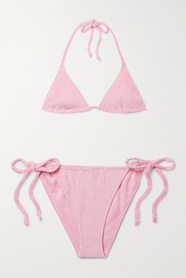 Lisa Marie Fernandez - Pamela Stretch-cotton Terry Halterneck Triangle Bikini - Pink