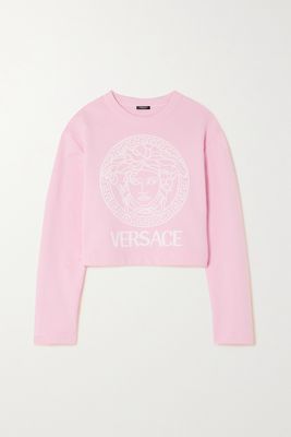 Versace - Embroidered Cotton-blend Sweatshirt - Pink