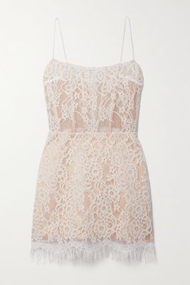 RASARIO - Fringed Lace Mini Dress - White