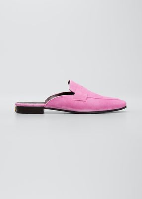 Suede Penny Loafers Mules