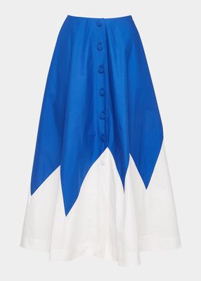 Holiday Colorblock Poplin Midi Skirt