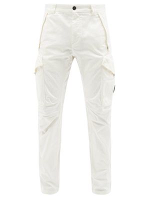 C.P. Company - Goggle-lens Cotton-blend Sateen Cargo Trousers - Mens - White