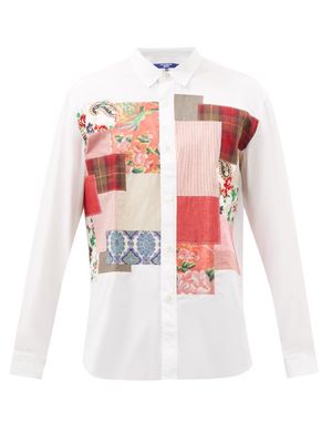 Junya Watanabe - Patchwork Cotton-poplin Shirt - Mens - White Multi