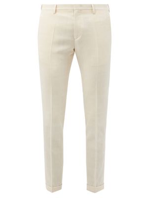Paul Smith - Check-jacquard Wool-hopsack Trousers - Mens - Beige