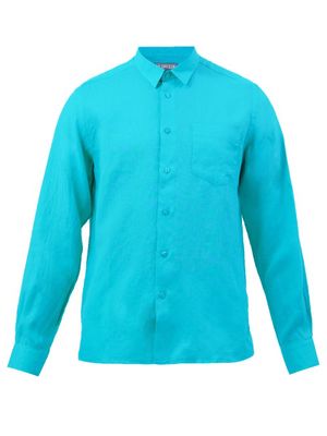Vilebrequin - Caroubis Patch-pocket Slubbed-linen Shirt - Mens - Blue