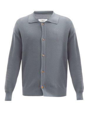 Le17septembre Homme - Spread-collar Cotton-blend Cardigan - Mens - Blue