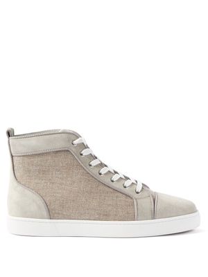 Christian Louboutin - Louis Orlato High-top Suede And Canvas Trainers - Mens - Grey