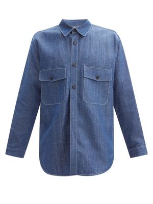 Le17septembre Homme - Flap-pocket Cotton-blend Denim Shirt - Mens - Blue