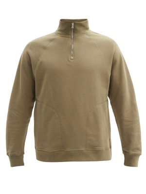 Frescobol Carioca - Henrique Zip-neck Cotton-jersey Sweatshirt - Mens - Green