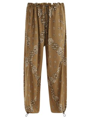 Petar Petrov - Gent Bandana-print Cuffed Silk Trousers - Womens - Khaki