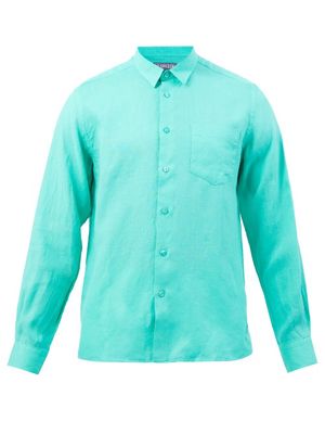 Vilebrequin - Caroubis Patch-pocket Slubbed-linen Shirt - Mens - Green