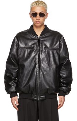 LU'U DAN SSENSE Exclusive Reversible Black Faux-Leather 80's Hong Kong Jacket