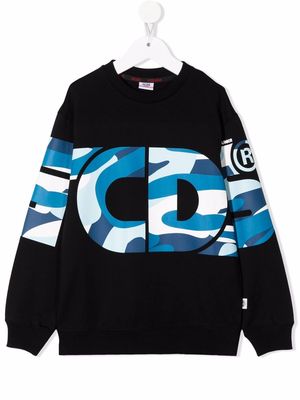 Gcds Kids logo crew-neck sweatshirt - Black