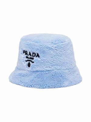 Prada embroidered-logo bucket hat - Blue