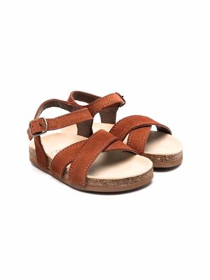 Bonpoint buckle-fastening crossover-strap sandals - Brown