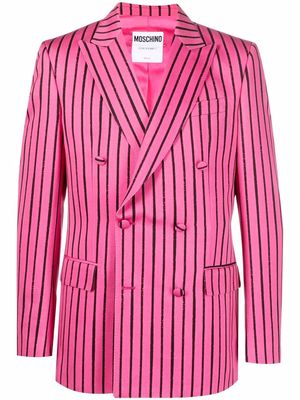 Moschino striped double-breasted blazer - Pink