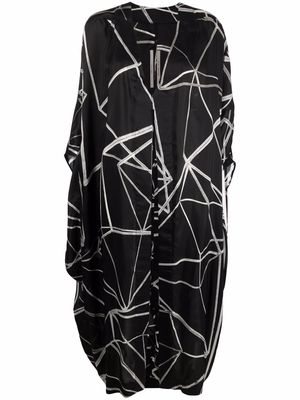 Rick Owens geometric-print V-neck coat - Black