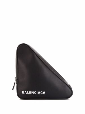Balenciaga Pre-Owned logo print triangle-shaped clutch - Black