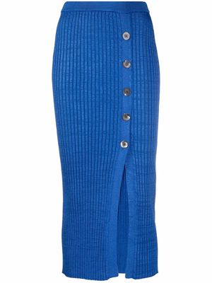 Semicouture ribbed knit fitted skirt - Blue