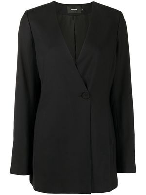 GOODIOUS double-breasted V-neck coat - Black
