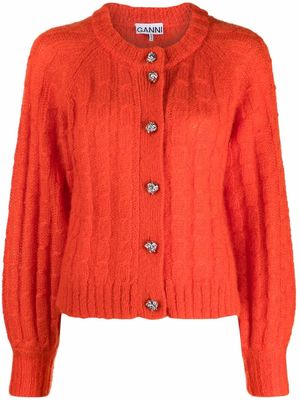 GANNI cable-knit cardigan - Orange