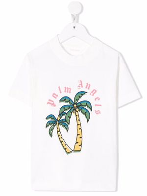 Palm Angels Kids palm tree logo-print T-shirt - White