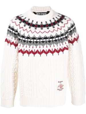 Palm Angels fair-isle cable-knit jumper - Neutrals