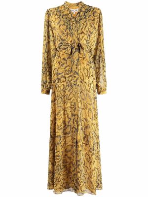 DVF Diane von Furstenberg belted snake-print maxi dress - Yellow