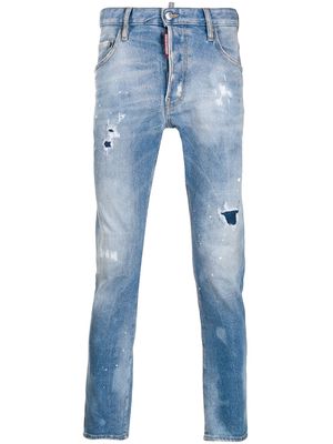 Dsquared2 patch detailed stonewashed jeans - Blue