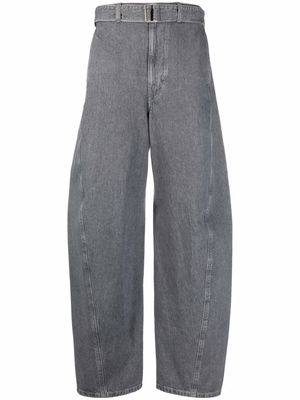 Lemaire belted tapered jeans - Grey