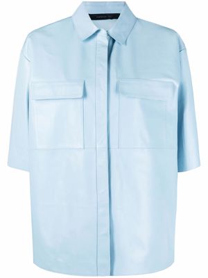 Federica Tosi short-sleeve flap-pocket shirt jacket - Blue