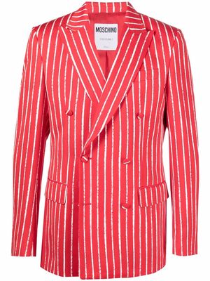 Moschino striped double-breasted blazer - Red
