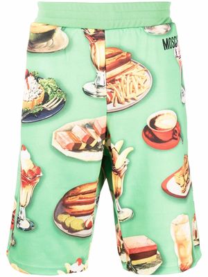 Moschino food-print track shorts - Green