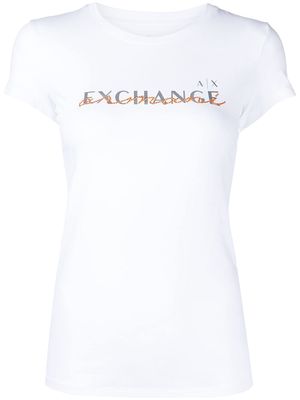 Armani Exchange signature logo-print T-shirt - White