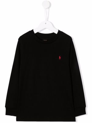 Ralph Lauren Kids embroidered-logo long-sleeved T-shirt - Black