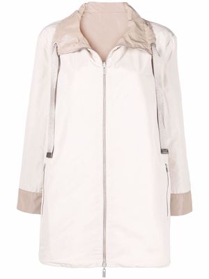 Peserico crop-sleeve zipped coat - Neutrals