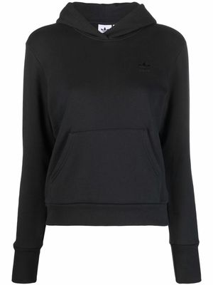 adidas logo-embroidered cotton hoodie - Black