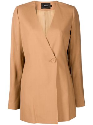 GOODIOUS double-breasted V-neck coat - Brown