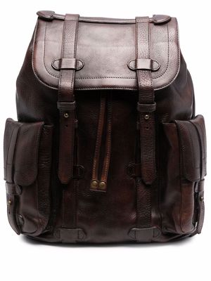 Officine Creative pebble leather backpack - Brown