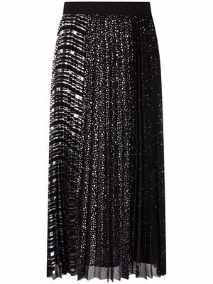 Karl Lagerfeld contrast-panel pleated midi skirt - Black