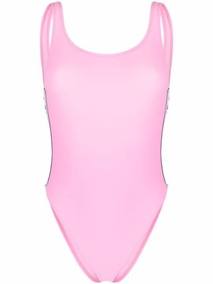 Chiara Ferragni logo-tape open-back swimsuit - Pink